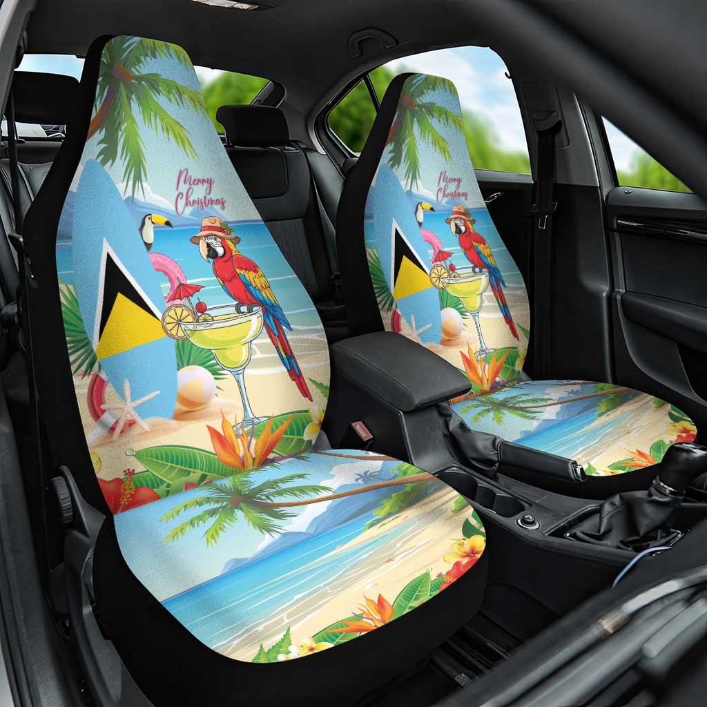 Saint Lucia Christmas Car Seat Cover Chill Macaw Parrot Caribbean Tropical Style - Wonder Print Shop