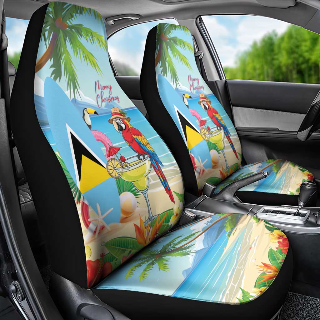 Saint Lucia Christmas Car Seat Cover Chill Macaw Parrot Caribbean Tropical Style - Wonder Print Shop