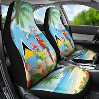Saint Lucia Christmas Car Seat Cover Chill Macaw Parrot Caribbean Tropical Style - Wonder Print Shop