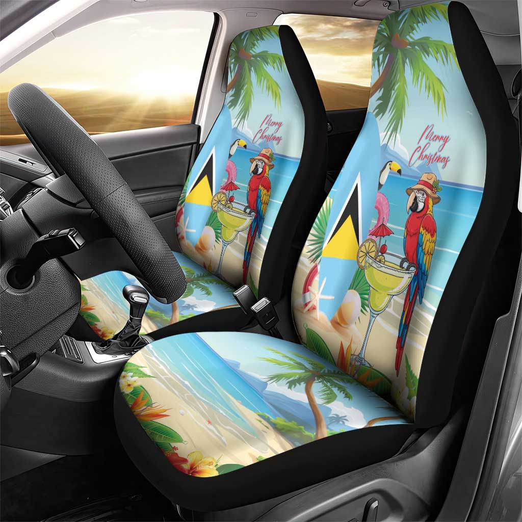 Saint Lucia Christmas Car Seat Cover Chill Macaw Parrot Caribbean Tropical Style - Wonder Print Shop