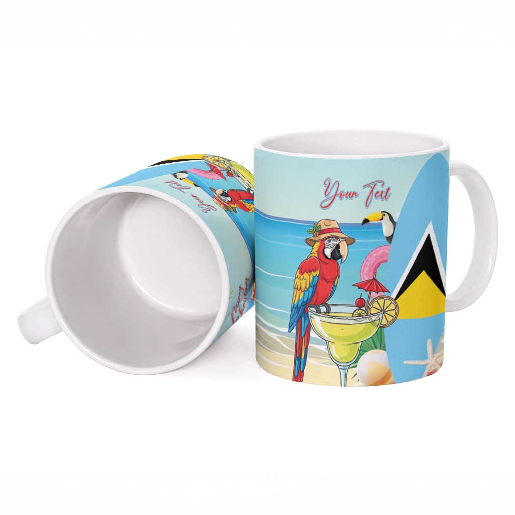 Personalized Saint Lucia Christmas Ceramic Mug Chill Macaw Parrot Caribbean Tropical Style - Wonder Print Shop