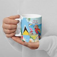 Personalized Saint Lucia Christmas Ceramic Mug Chill Macaw Parrot Caribbean Tropical Style - Wonder Print Shop