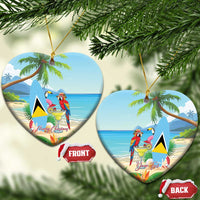 Personalized Saint Lucia Christmas Ceramic Ornament Chill Macaw Parrot Caribbean Tropical Style - Wonder Print Shop