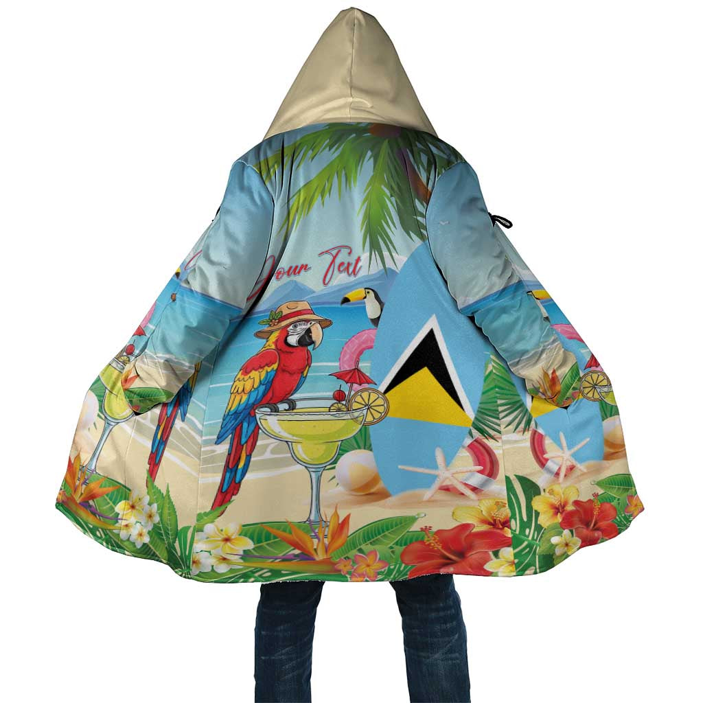 Personalized Saint Lucia Christmas Cloak Chill Macaw Parrot Caribbean Tropical Style - Wonder Print Shop