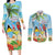 Personalized Saint Lucia Christmas Couples Matching Long Sleeve Bodycon Dress and Long Sleeve Button Shirt Chill Macaw Parrot Caribbean Tropical Style - Wonder Print Shop