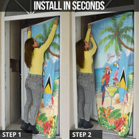 Personalized Saint Lucia Christmas Door Cover Chill Macaw Parrot Caribbean Tropical Style - Wonder Print Shop