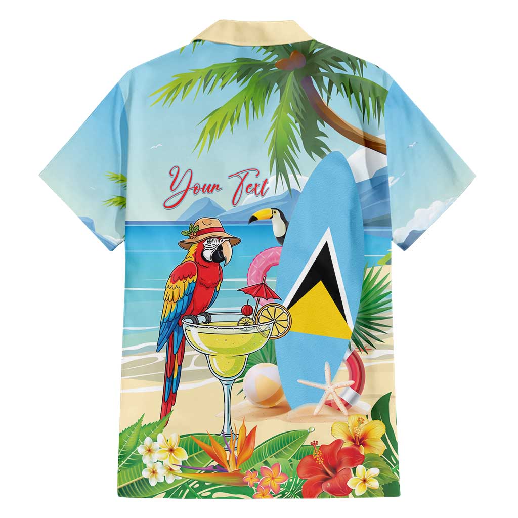 Personalized Saint Lucia Christmas Family Matching Short Sleeve Bodycon Dress and Hawaiian Shirt Chill Macaw Parrot Caribbean Tropical Style - Wonder Print Shop