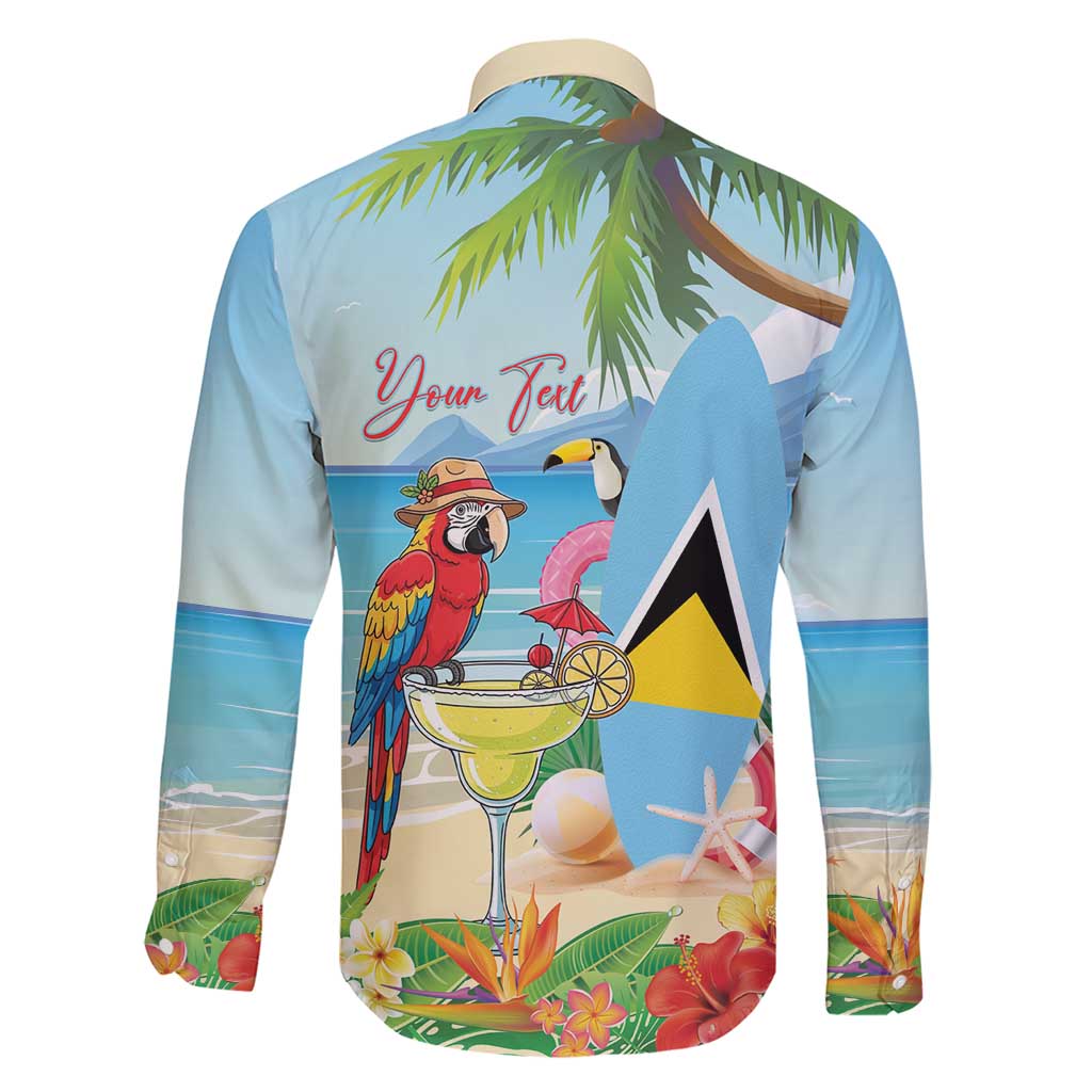 Personalized Saint Lucia Christmas Family Matching Short Sleeve Bodycon Dress and Hawaiian Shirt Chill Macaw Parrot Caribbean Tropical Style - Wonder Print Shop