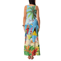Personalized Saint Lucia Christmas Family Matching Tank Maxi Dress and Hawaiian Shirt Chill Macaw Parrot Caribbean Tropical Style - Wonder Print Shop