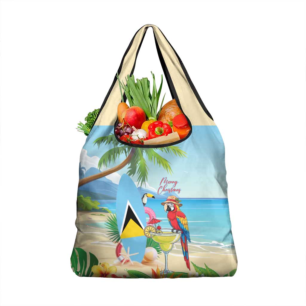 Saint Lucia Christmas Grocery Bag Chill Macaw Parrot Caribbean Tropical Style - Wonder Print Shop