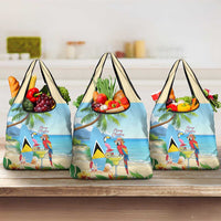 Saint Lucia Christmas Grocery Bag Chill Macaw Parrot Caribbean Tropical Style - Wonder Print Shop