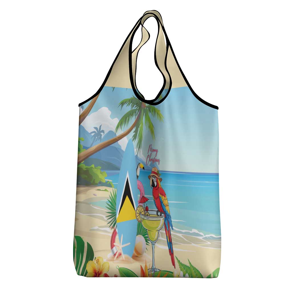 Saint Lucia Christmas Grocery Bag Chill Macaw Parrot Caribbean Tropical Style - Wonder Print Shop