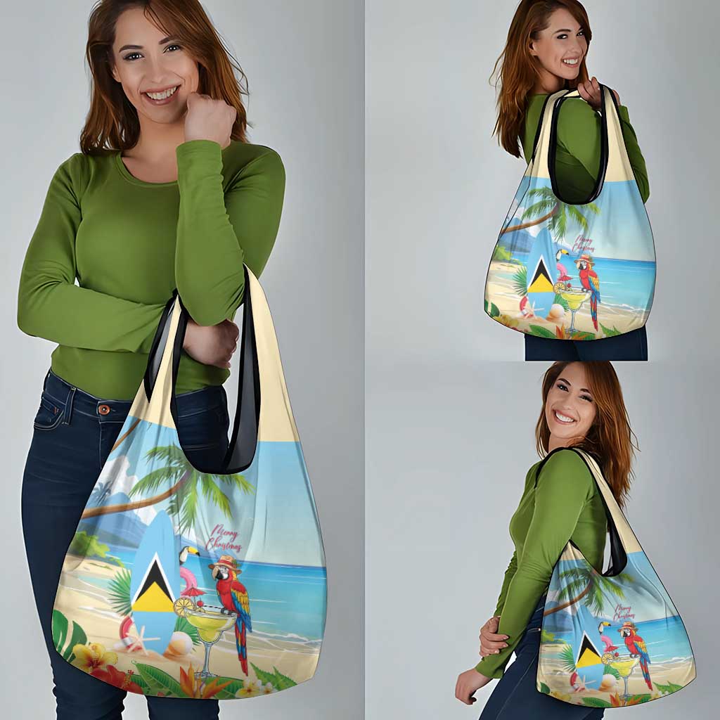 Saint Lucia Christmas Grocery Bag Chill Macaw Parrot Caribbean Tropical Style - Wonder Print Shop