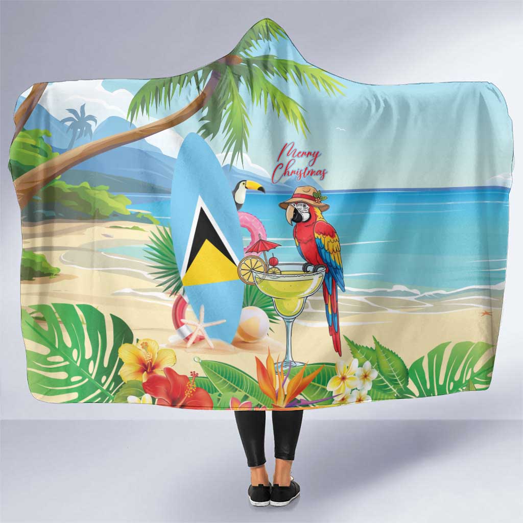 Saint Lucia Christmas Hooded Blanket Chill Macaw Parrot Caribbean Tropical Style - Wonder Print Shop