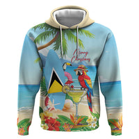 Personalized Saint Lucia Christmas Hoodie Chill Macaw Parrot Caribbean Tropical Style - Wonder Print Shop