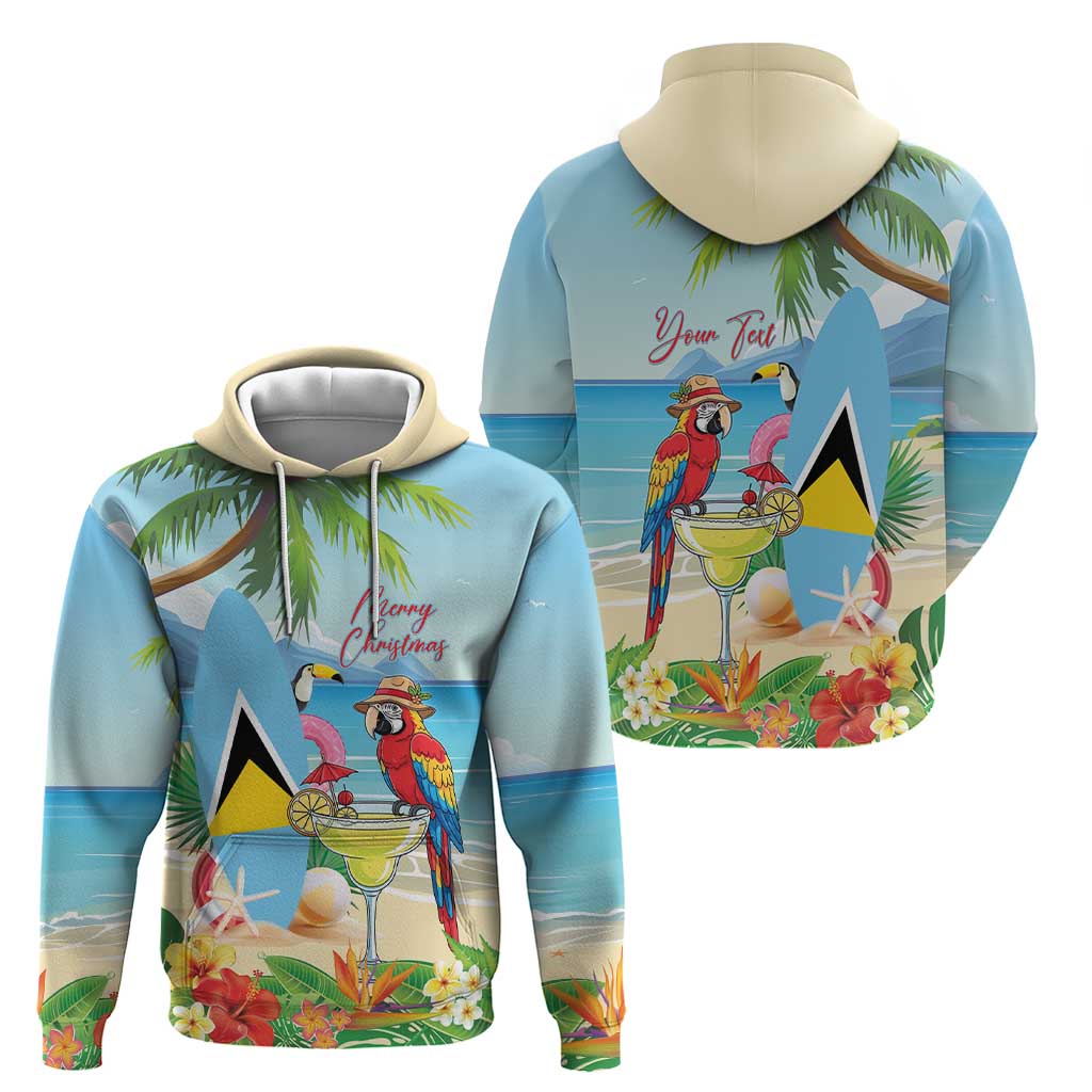 Personalized Saint Lucia Christmas Hoodie Chill Macaw Parrot Caribbean Tropical Style - Wonder Print Shop