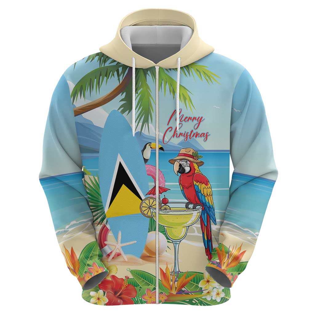 Personalized Saint Lucia Christmas Hoodie Chill Macaw Parrot Caribbean Tropical Style - Wonder Print Shop
