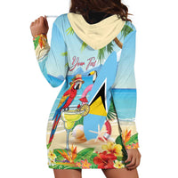 Personalized Saint Lucia Christmas Hoodie Dress Chill Macaw Parrot Caribbean Tropical Style - Wonder Print Shop