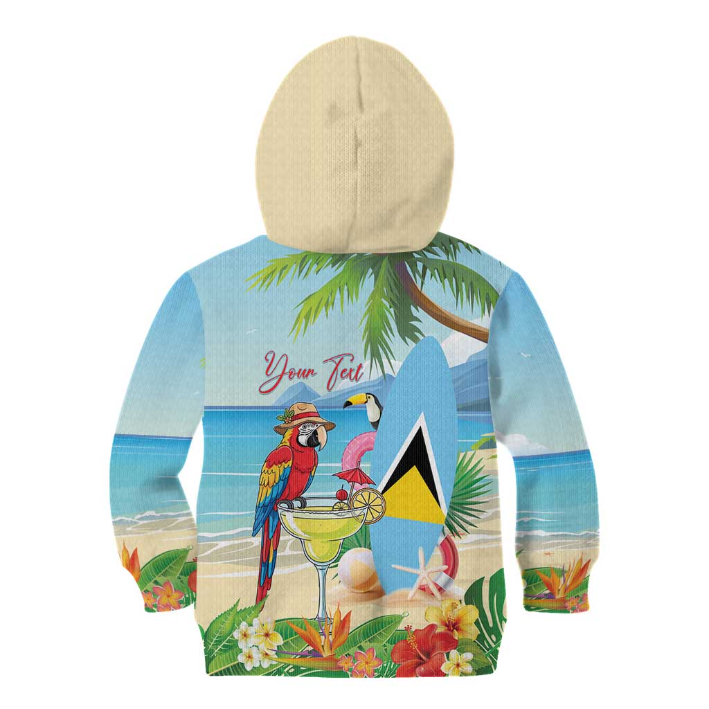 Personalized Saint Lucia Christmas Kid Hoodie Chill Macaw Parrot Caribbean Tropical Style - Wonder Print Shop