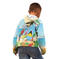 Personalized Saint Lucia Christmas Kid Hoodie Chill Macaw Parrot Caribbean Tropical Style - Wonder Print Shop