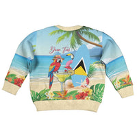 Personalized Saint Lucia Christmas Kid Ugly Christmas Sweater Chill Macaw Parrot Caribbean Tropical Style - Wonder Print Shop