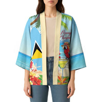 Personalized Saint Lucia Christmas Kimono Chill Macaw Parrot Caribbean Tropical Style - Wonder Print Shop