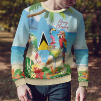 Personalized Saint Lucia Christmas Ugly Christmas Sweater Chill Macaw Parrot Caribbean Tropical Style - Wonder Print Shop