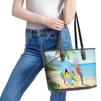 Saint Lucia Christmas Leather Tote Bag Chill Macaw Parrot Caribbean Tropical Style - Wonder Print Shop
