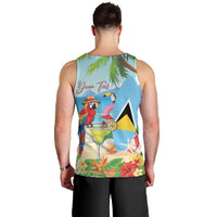 Personalized Saint Lucia Christmas Men Tank Top Chill Macaw Parrot Caribbean Tropical Style - Wonder Print Shop