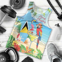 Personalized Saint Lucia Christmas Men Tank Top Chill Macaw Parrot Caribbean Tropical Style - Wonder Print Shop