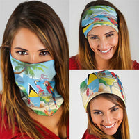Saint Lucia Christmas Neck Gaiter Chill Macaw Parrot Caribbean Tropical Style - Wonder Print Shop