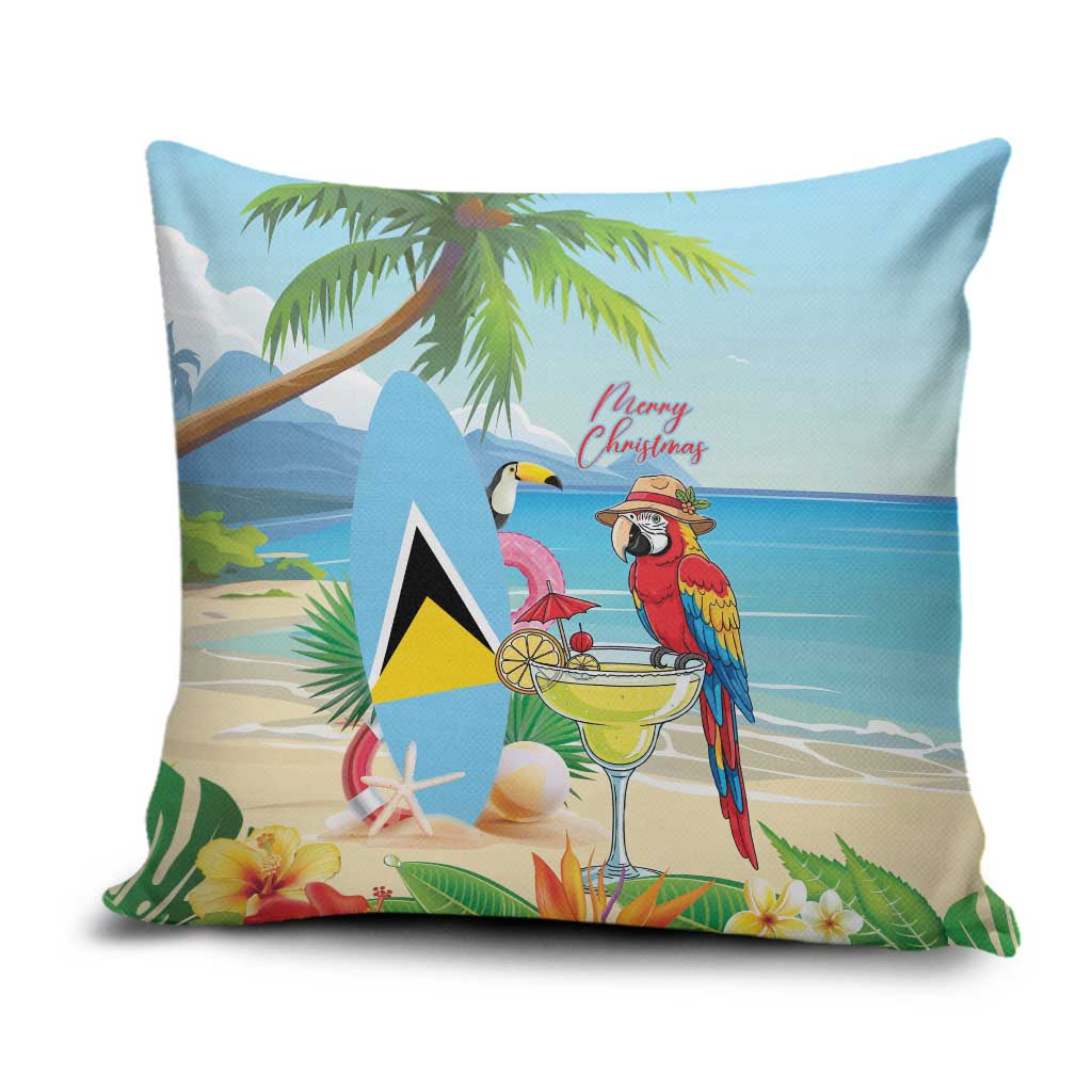 Saint Lucia Christmas Pillow Cover Chill Macaw Parrot Caribbean Tropical Style - Wonder Print Shop