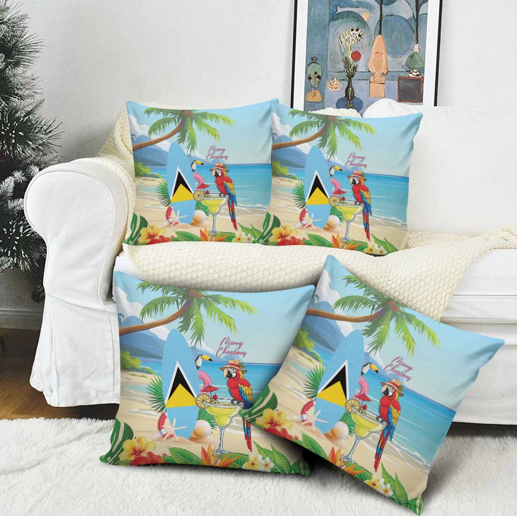 Saint Lucia Christmas Pillow Cover Chill Macaw Parrot Caribbean Tropical Style - Wonder Print Shop