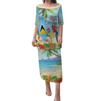 Personalized Saint Lucia Christmas Puletasi Chill Macaw Parrot Caribbean Tropical Style - Wonder Print Shop