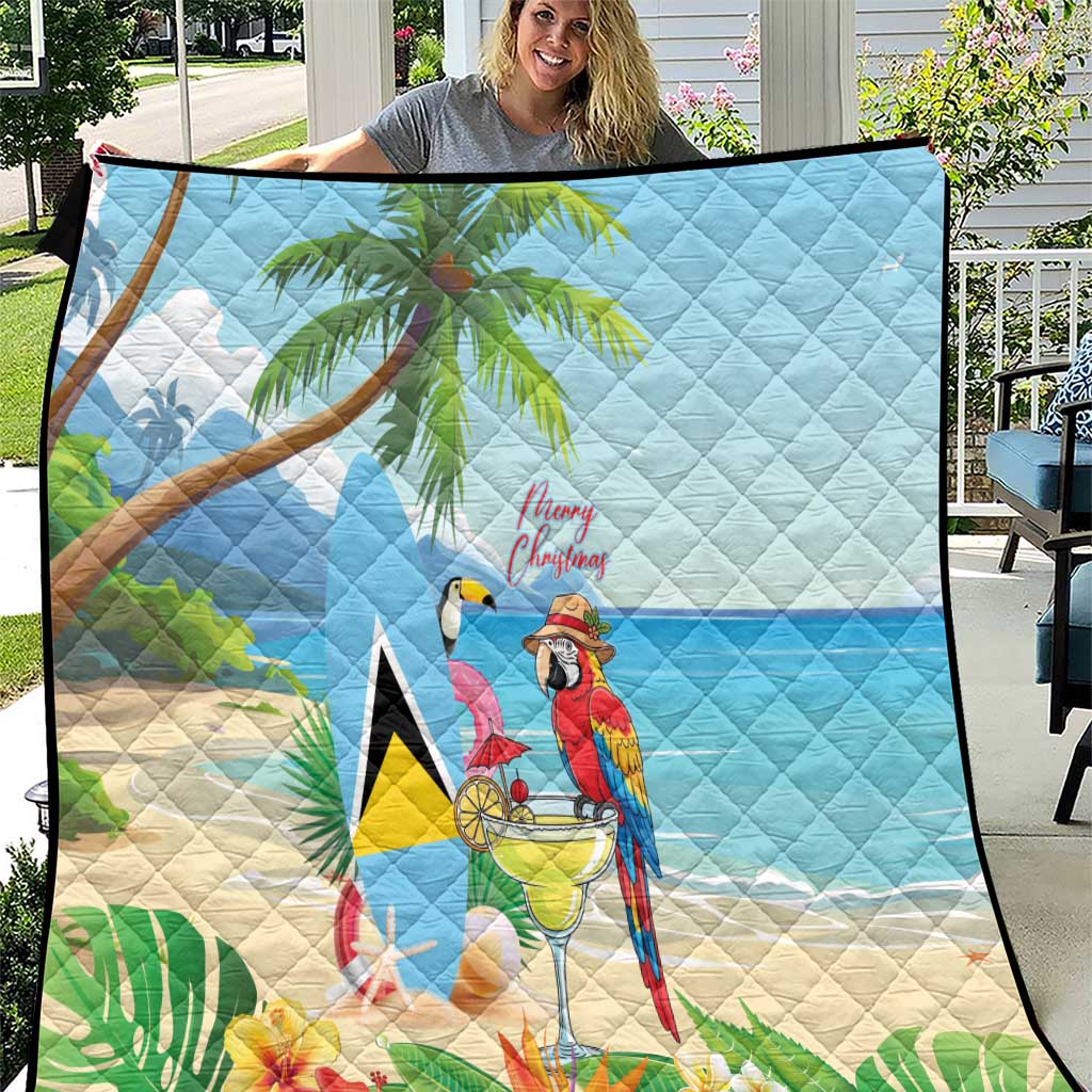 Saint Lucia Christmas Quilt Chill Macaw Parrot Caribbean Tropical Style - Wonder Print Shop