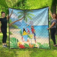 Saint Lucia Christmas Quilt Chill Macaw Parrot Caribbean Tropical Style - Wonder Print Shop