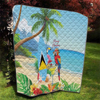 Saint Lucia Christmas Quilt Chill Macaw Parrot Caribbean Tropical Style - Wonder Print Shop