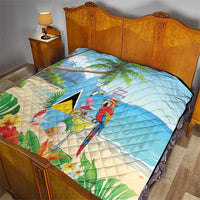 Saint Lucia Christmas Quilt Chill Macaw Parrot Caribbean Tropical Style - Wonder Print Shop