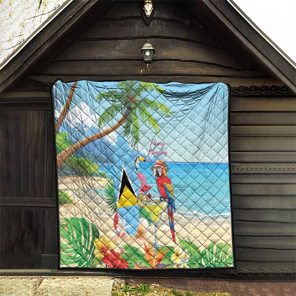 Saint Lucia Christmas Quilt Chill Macaw Parrot Caribbean Tropical Style - Wonder Print Shop
