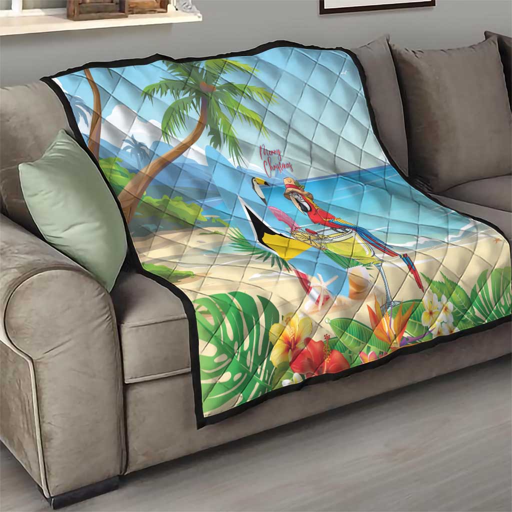 Saint Lucia Christmas Quilt Chill Macaw Parrot Caribbean Tropical Style - Wonder Print Shop