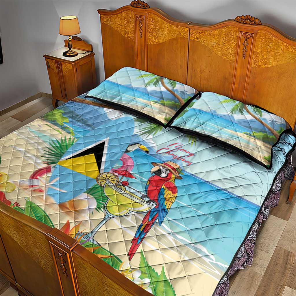 Saint Lucia Christmas Quilt Bed Set Chill Macaw Parrot Caribbean Tropical Style - Wonder Print Shop