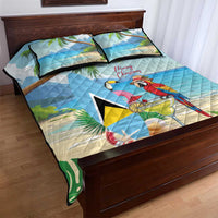 Saint Lucia Christmas Quilt Bed Set Chill Macaw Parrot Caribbean Tropical Style - Wonder Print Shop