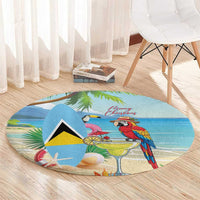 Saint Lucia Christmas Round Carpet Chill Macaw Parrot Caribbean Tropical Style - Wonder Print Shop