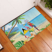 Saint Lucia Christmas Rubber Doormat Chill Macaw Parrot Caribbean Tropical Style - Wonder Print Shop
