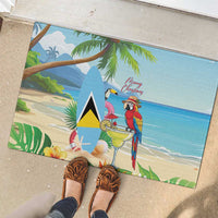 Saint Lucia Christmas Rubber Doormat Chill Macaw Parrot Caribbean Tropical Style - Wonder Print Shop