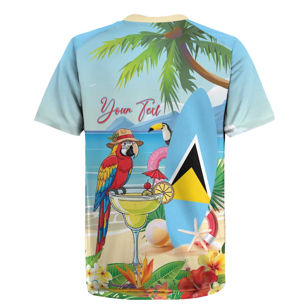 Personalized Saint Lucia Christmas Rugby Jersey Chill Macaw Parrot Caribbean Tropical Style - Wonder Print Shop