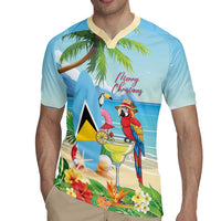 Personalized Saint Lucia Christmas Rugby Jersey Chill Macaw Parrot Caribbean Tropical Style - Wonder Print Shop