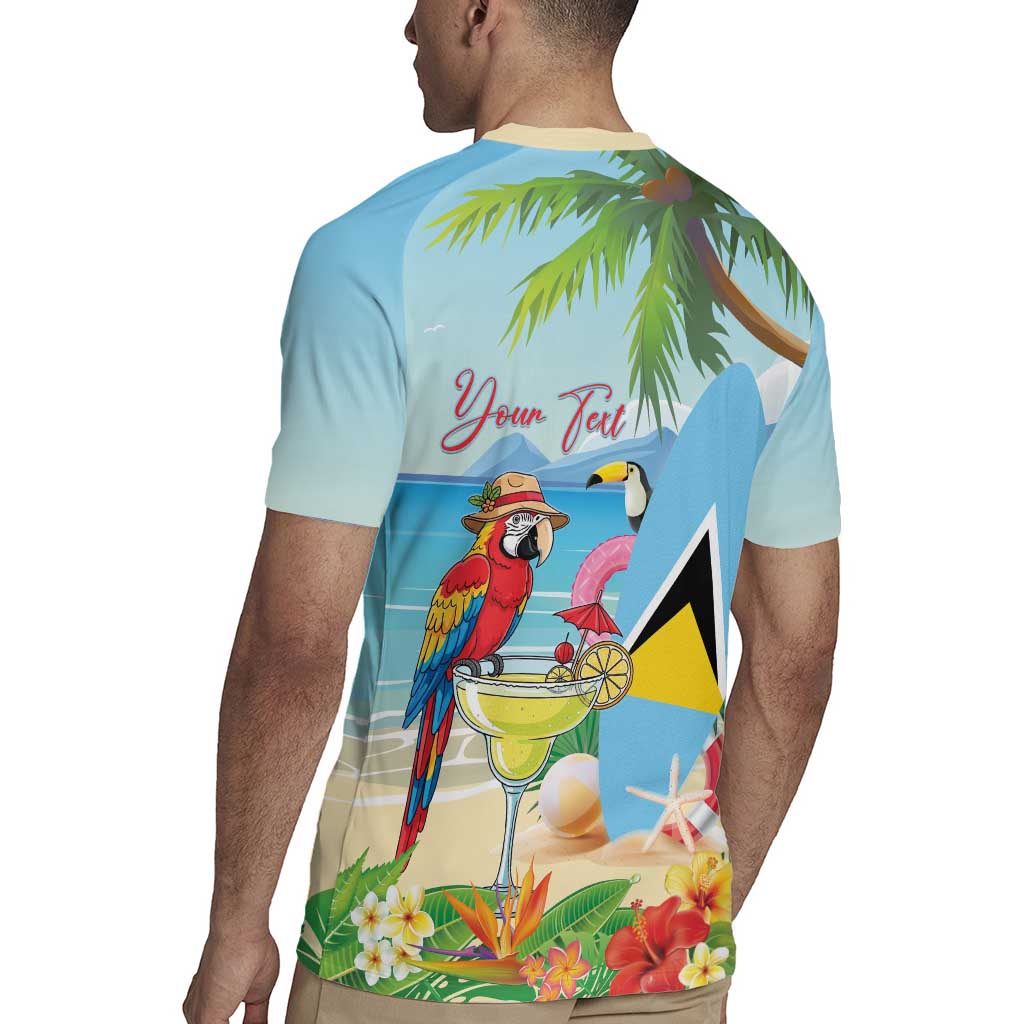 Personalized Saint Lucia Christmas Rugby Jersey Chill Macaw Parrot Caribbean Tropical Style - Wonder Print Shop