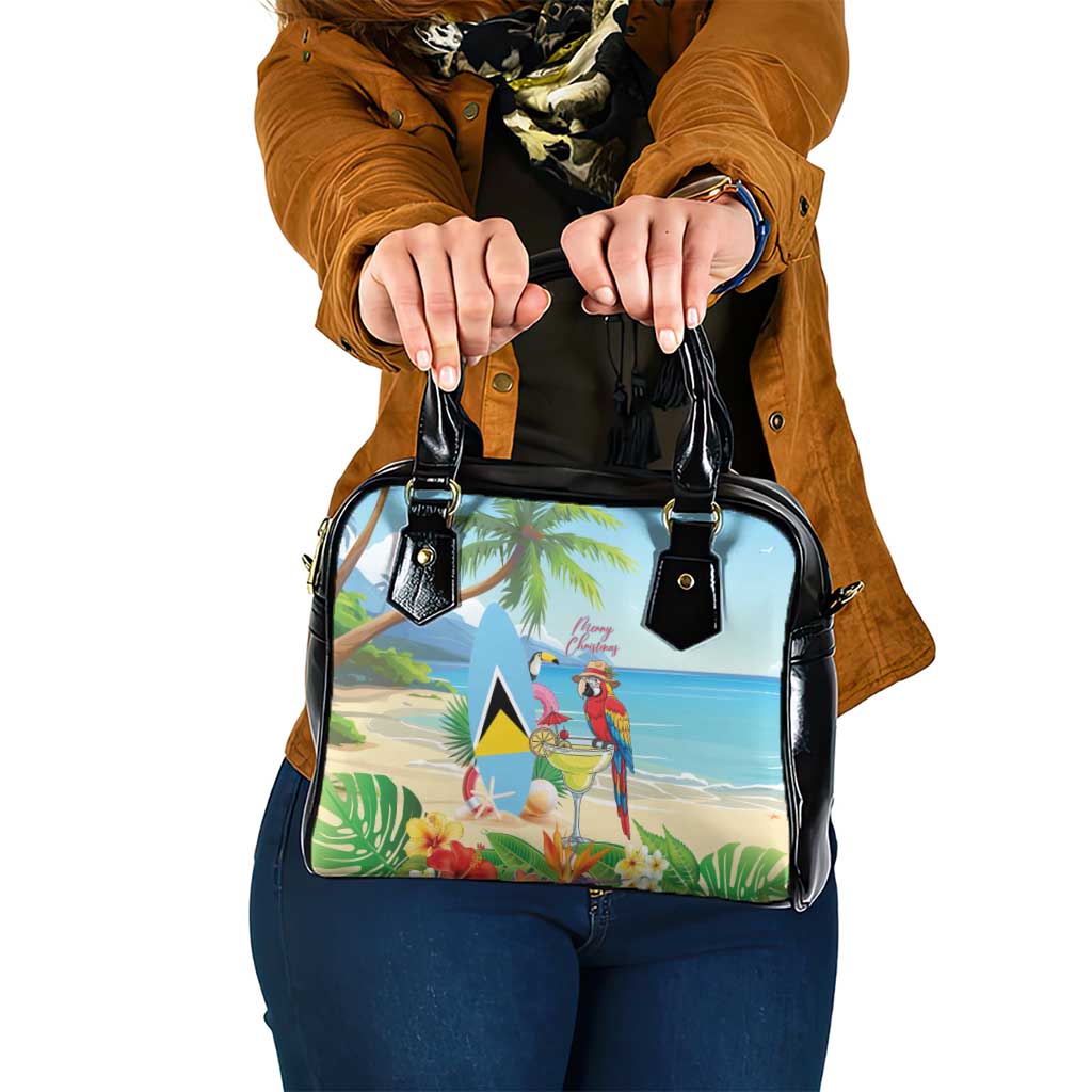 Saint Lucia Christmas Shoulder Handbag Chill Macaw Parrot Caribbean Tropical Style - Wonder Print Shop