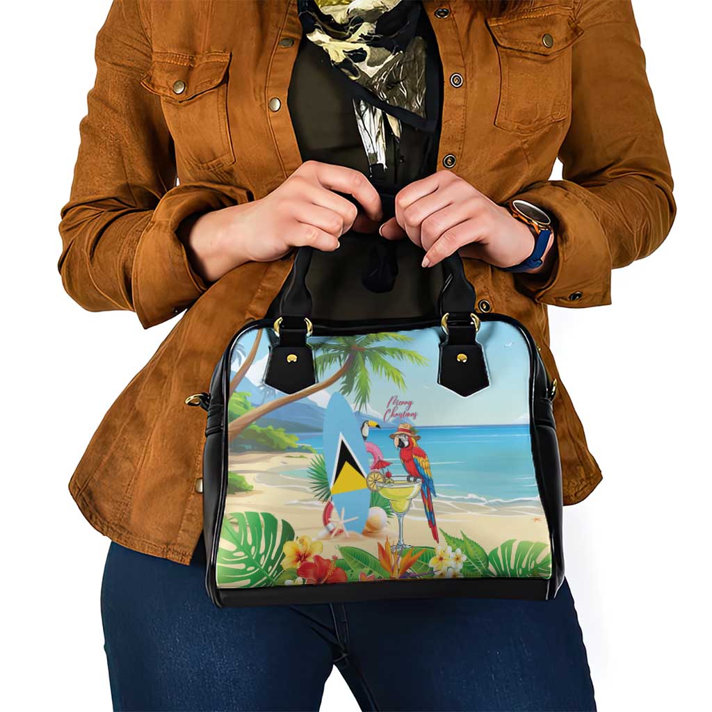 Saint Lucia Christmas Shoulder Handbag Chill Macaw Parrot Caribbean Tropical Style - Wonder Print Shop